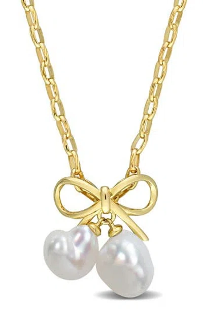 Delmar 9-9.5mm Cultured Freshwater Pearl Necklace In Gold/white