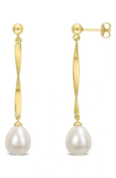 Delmar 9–9.5mm Cultured Freshwater Pearl Drop Earrings In Gold