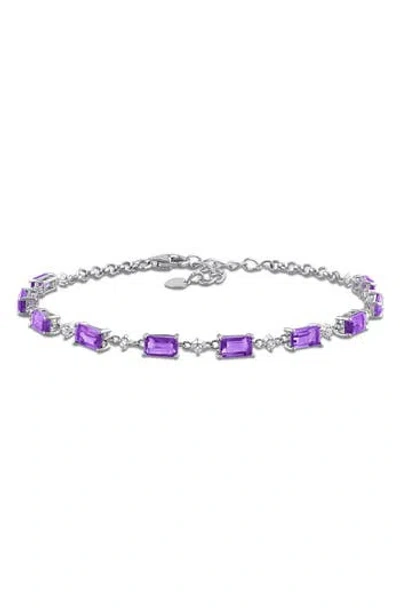 Delmar African Amethyst & White Topaz Bracelet In Purple