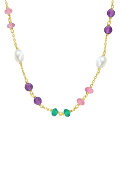 Delmar Amethyst & Green Onyx Necklace In Gold Multi