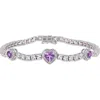 Delmar Amethyst & Lab Created White Sapphire Station Bracelet In Purple