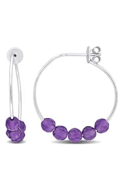 Delmar Amethyst Beaded Hoop Earrings In Metallic