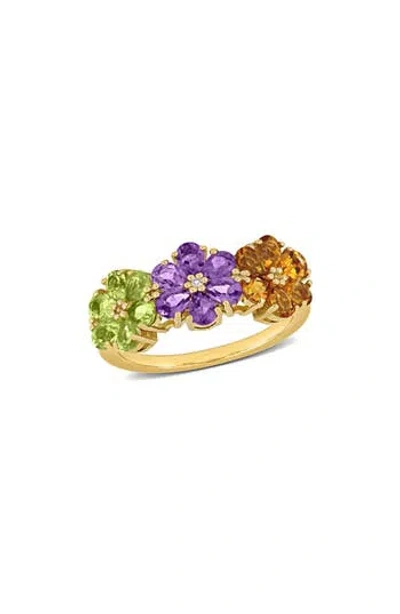 Delmar Amethyst, Citrine & Peridot Floral Ring In Multi