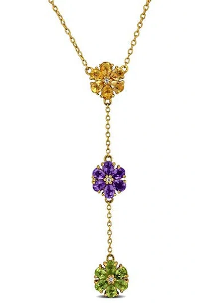 Delmar Amethyst, Citrine & Peridot Floral Y-necklace In Multi