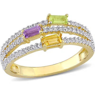 Delmar Amethyst Citrine Peridot & White Topaz Ring In Neutral