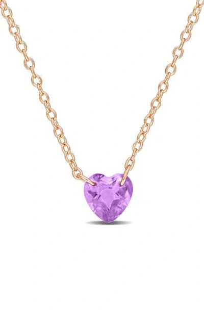 Delmar Amethyst Heart Pendant Necklace In Gold