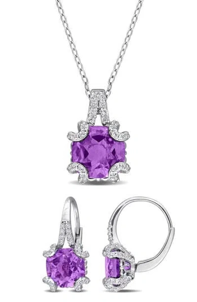 Delmar Amethyst Necklace & Earrings Set In Purple