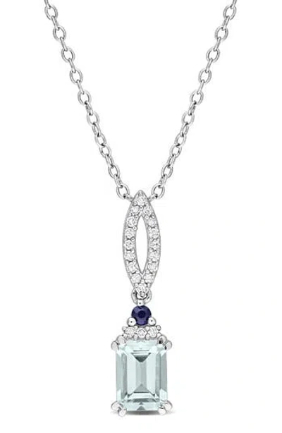 Delmar Aquamarine, Blue Sapphire & Diamond Pendant Necklace