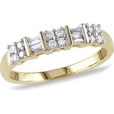 Delmar Baguette & Round Diamond Ring In White