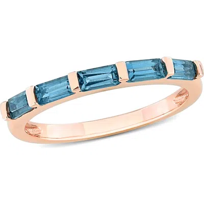 Delmar Baguette-cut London Blue Topaz Band Ring