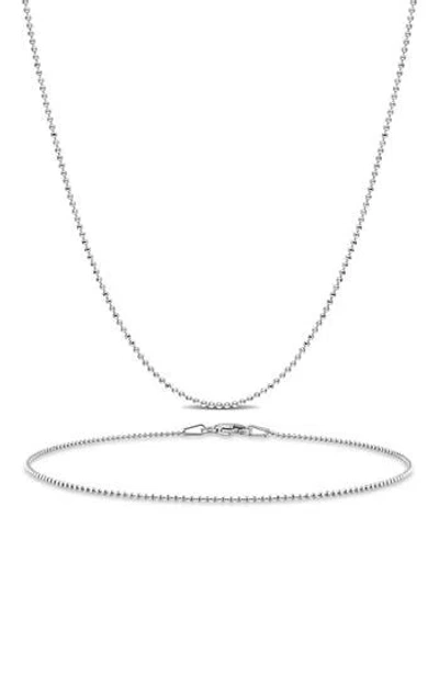 Delmar Ball Chain Necklace & Anklet Set In Metallic