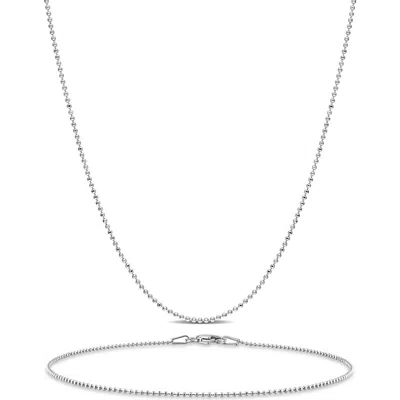 Delmar Ball Chain Necklace & Anklet Set In Metallic