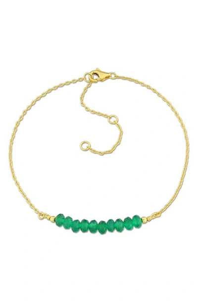 Delmar Beaded Chain Bracelet In Green Onyx
