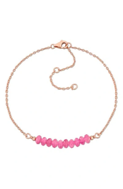 Delmar Beaded Chain Bracelet In Pink Tourmaline