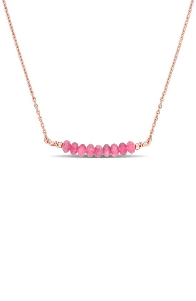 Delmar Beaded Chain Necklace In Pink Tourmaline