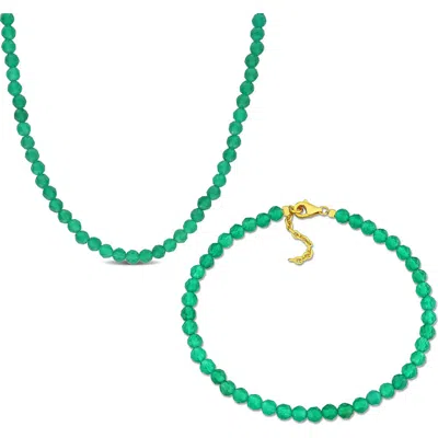 Delmar Beaded Green Onyx Bracelet & Necklace Set