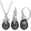 Delmar Black Cultured Freshwater Pearl & Diamond Pendant Necklace & Drop Earrings Set