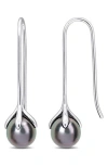 Delmar Black Cultured Pearl Threader Earrings In Black