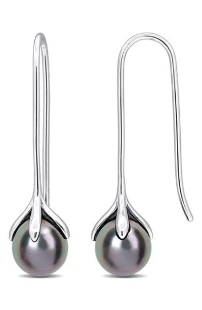 Delmar Black Cultured Pearl Threader Earrings