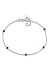 Delmar Black Diamond Bead Station Bracelet In Silver