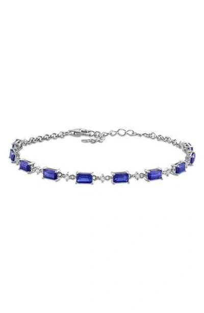 Delmar Blue & White Lab Created Sapphire Bracelet In Orange
