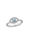 Delmar Blue Topaz & Created White Sapphire Ring In Blue