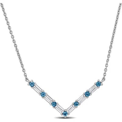 Delmar Blue Topaz & White Topaz Chain Necklace