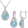 Delmar Blue Topaz & White Topaz Drop Earrings & Necklace Set In Blue