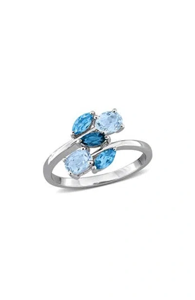 Delmar Blue Topaz Cluster Ring In Pattern