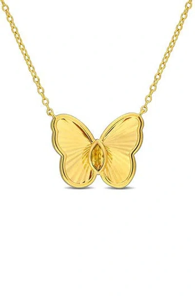 Delmar Butterfly Pendant Necklace In Citrine/gold
