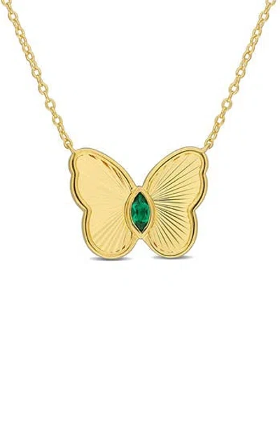 Delmar Butterfly Pendant Necklace In Emerald/gold