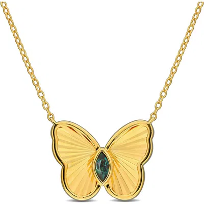 Delmar Butterfly Pendant Necklace In Green