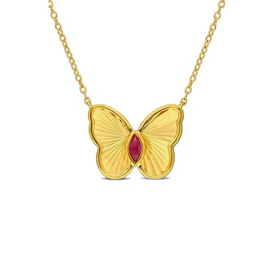 Delmar Butterfly Pendant Necklace In Red