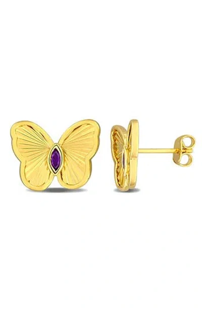 Delmar Butterfly Stud Earrings In Amethyst