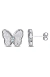 Delmar Butterfly Stud Earrings In Aquamarine