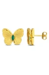 Delmar Butterfly Stud Earrings In Emerald