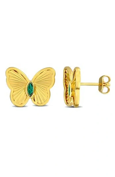 Delmar Butterfly Stud Earrings In Emerald
