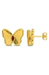 Delmar Butterfly Stud Earrings In Garnet