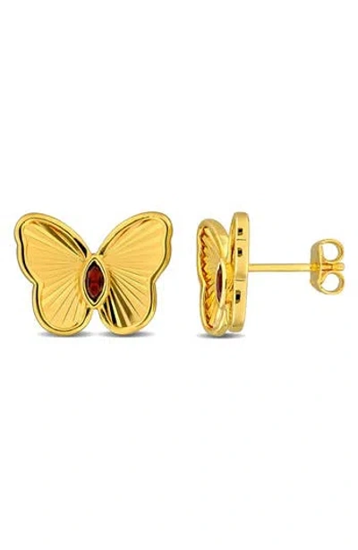 Delmar Butterfly Stud Earrings In Garnet