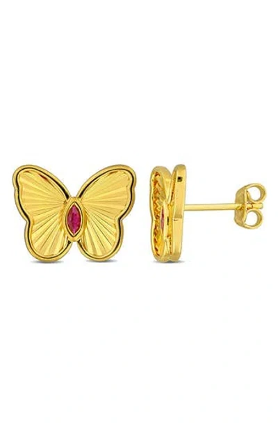 Delmar Butterfly Stud Earrings In Ruby