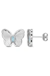 Delmar Butterfly Stud Earrings In Sky Blue Topaz