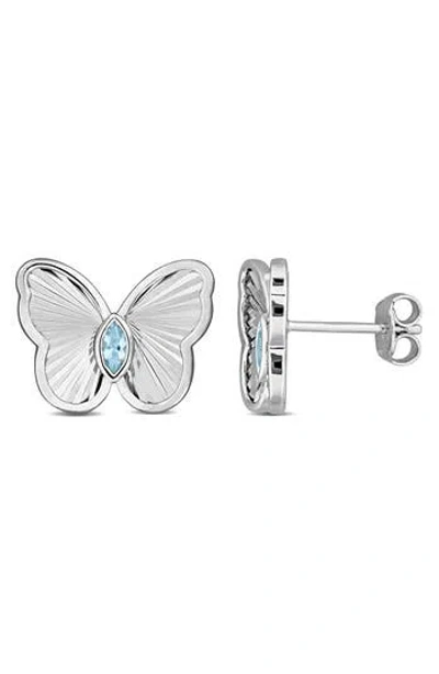 Delmar Butterfly Stud Earrings In Sky Blue Topaz