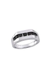 Delmar Channel Set Black Diamond Band Ring In Black