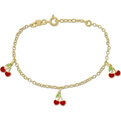 Delmar Cherry Enamel Charm Bracelet In Gold