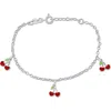 Delmar Cherry Enamel Charm Bracelet In Silver/red