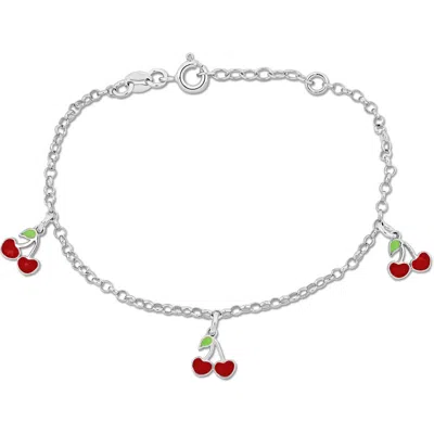 Delmar Cherry Enamel Charm Bracelet In Metallic