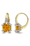 Delmar Citrine & White Topaz Earrings In Gold