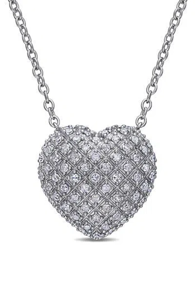 Delmar Cluster Diamond Heart Pendant Necklace In Metallic