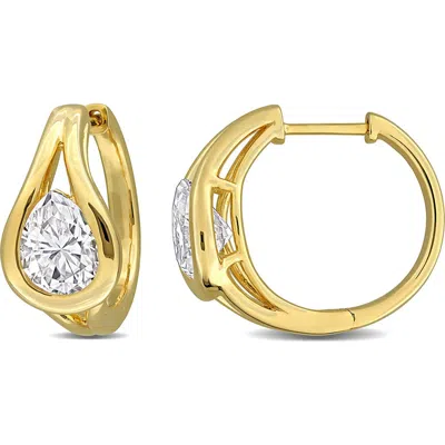 Delmar Created Moissanite Huggie Hoop Earrings In Gold