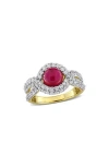 Delmar Created Ruby & Created White Sapphire Twist Band Ring In Red